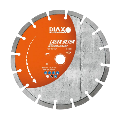 DIAXO diamantzaagblad LASER BETON Ø230 met asgat 22,23