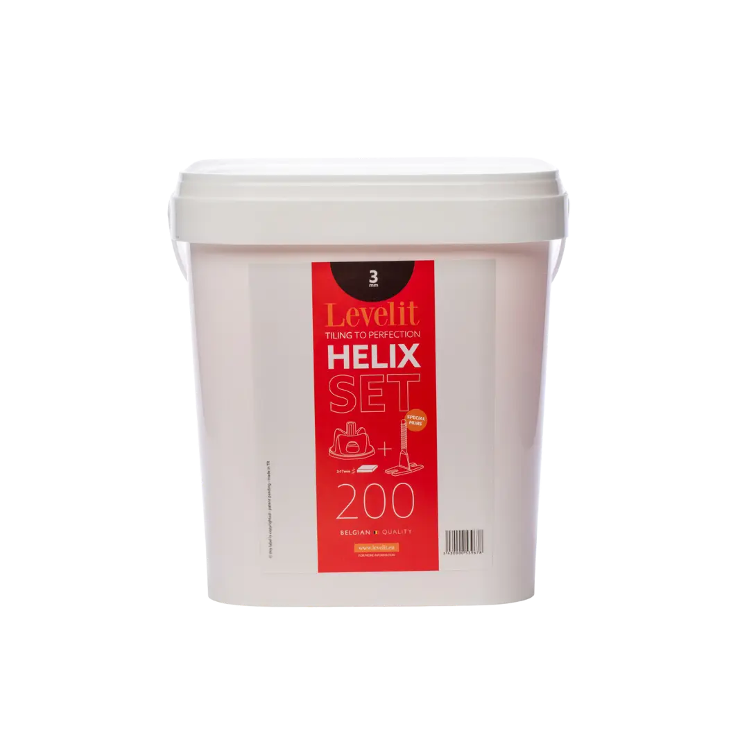 Set met 200 helix clips in voegbreedte 3mm en 200 caps