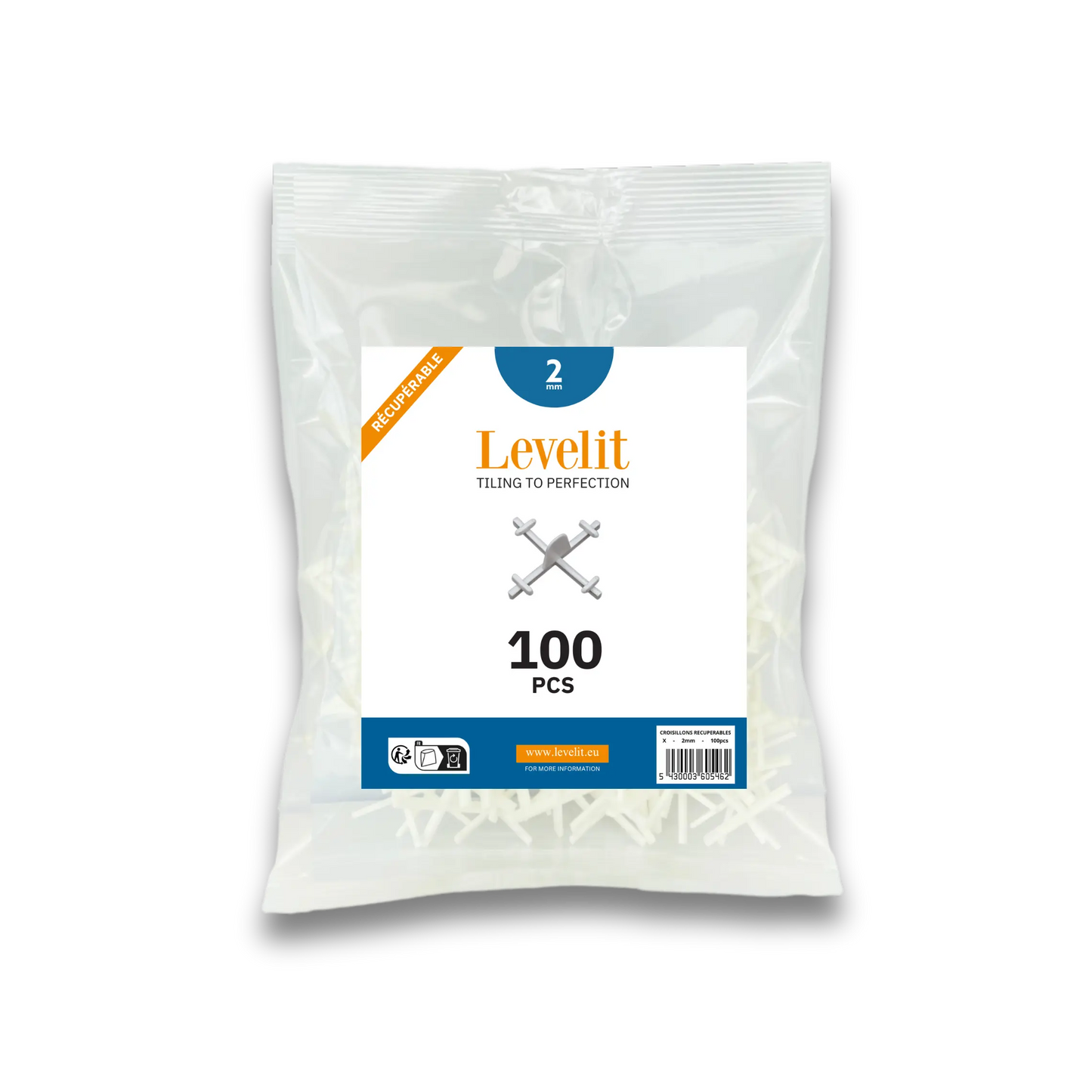 Herbruikbare kruisjes | 2 mm | 100 stuks CROSS by Levelit