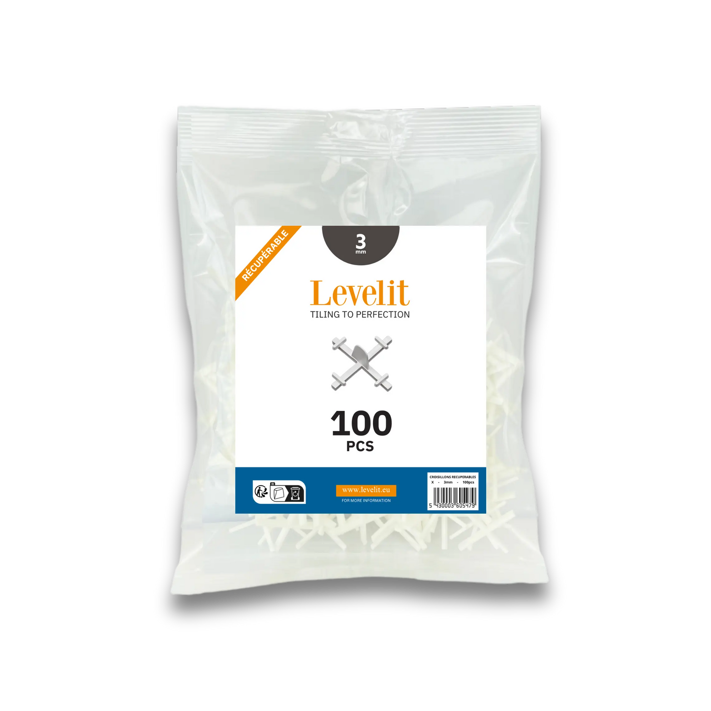 Herbruikbare kruisjes | 3 mm | 100 stuks CROSS by Levelit