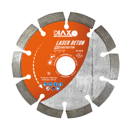 DIAXO diamantzaagblad LASER BETON Ø125 met asgat 22,23