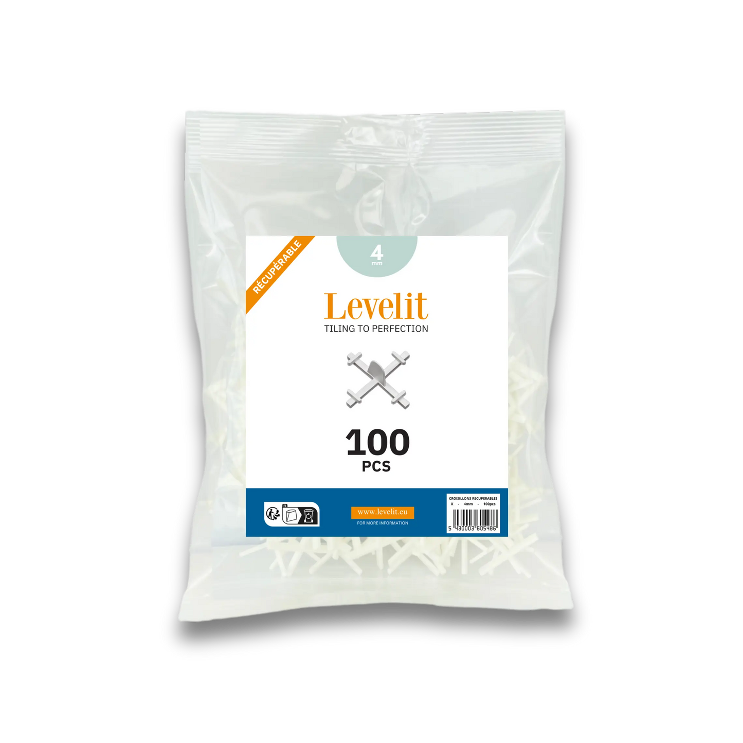 Herbruikbare kruisjes | 4 mm | 100 stuks CROSS by Levelit