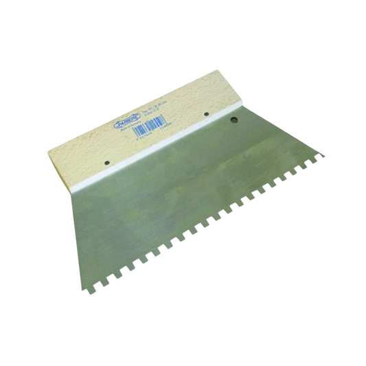 Notched adhesive trowel 4 x 4 | Wooden handle 25 cm